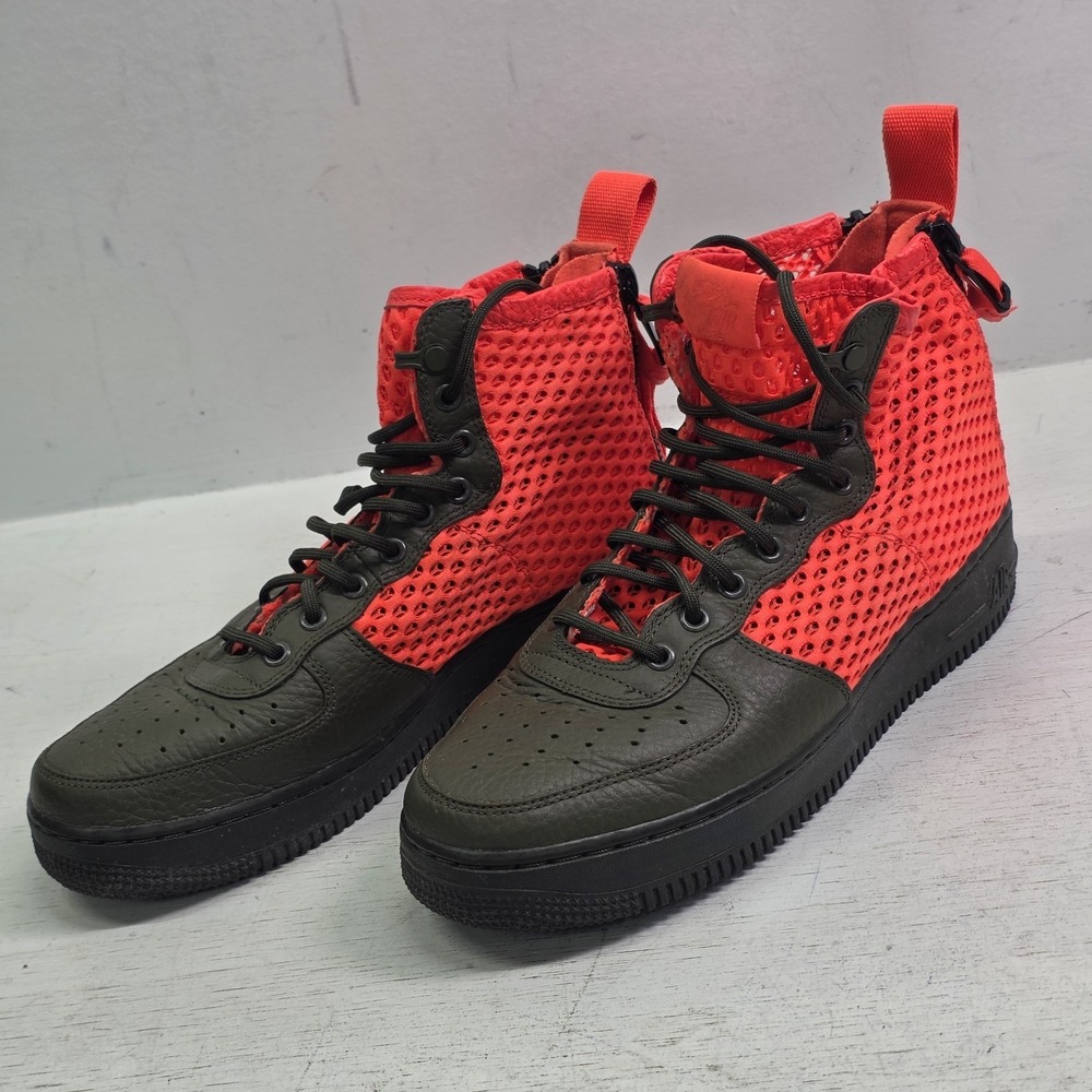Nike SF Air Force 1 Mid QS AA7345-300 Cargo Khaki Crimson Mesh Men's Sz 9 VG+